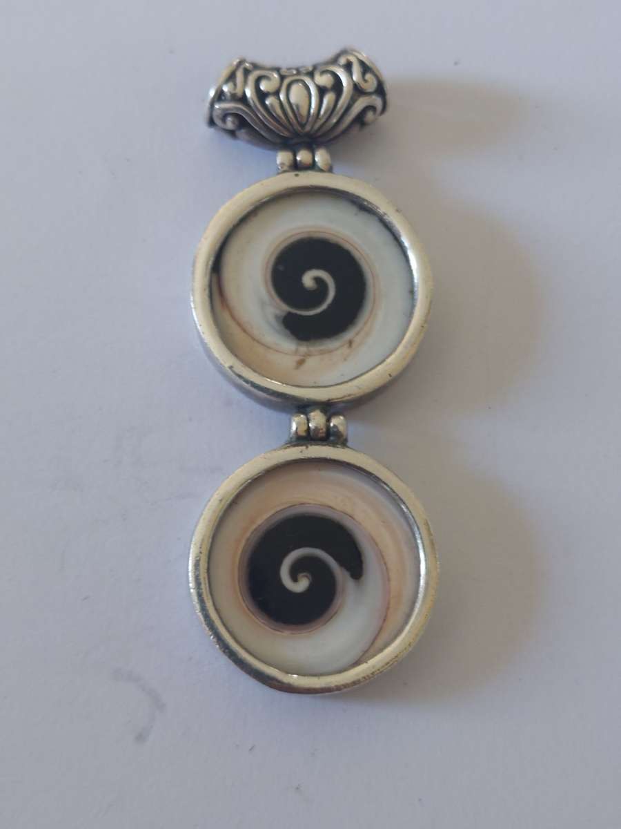 Magnificent large vintage sterling silver shell pendant 14,9g wow!!