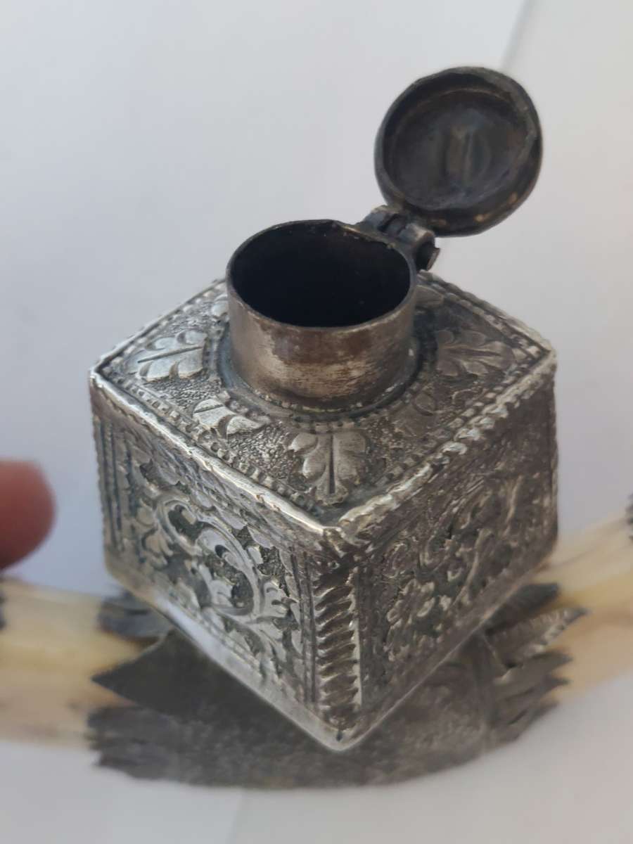 Rare!! 19th century Indian colonial silver boar tusk snuff box circa 1890`s Value R6500