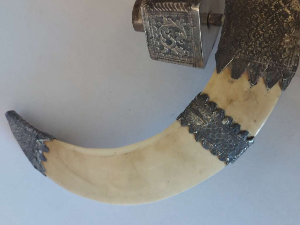 Rare!! 19th century Indian colonial silver boar tusk snuff box circa 1890`s Value R6500