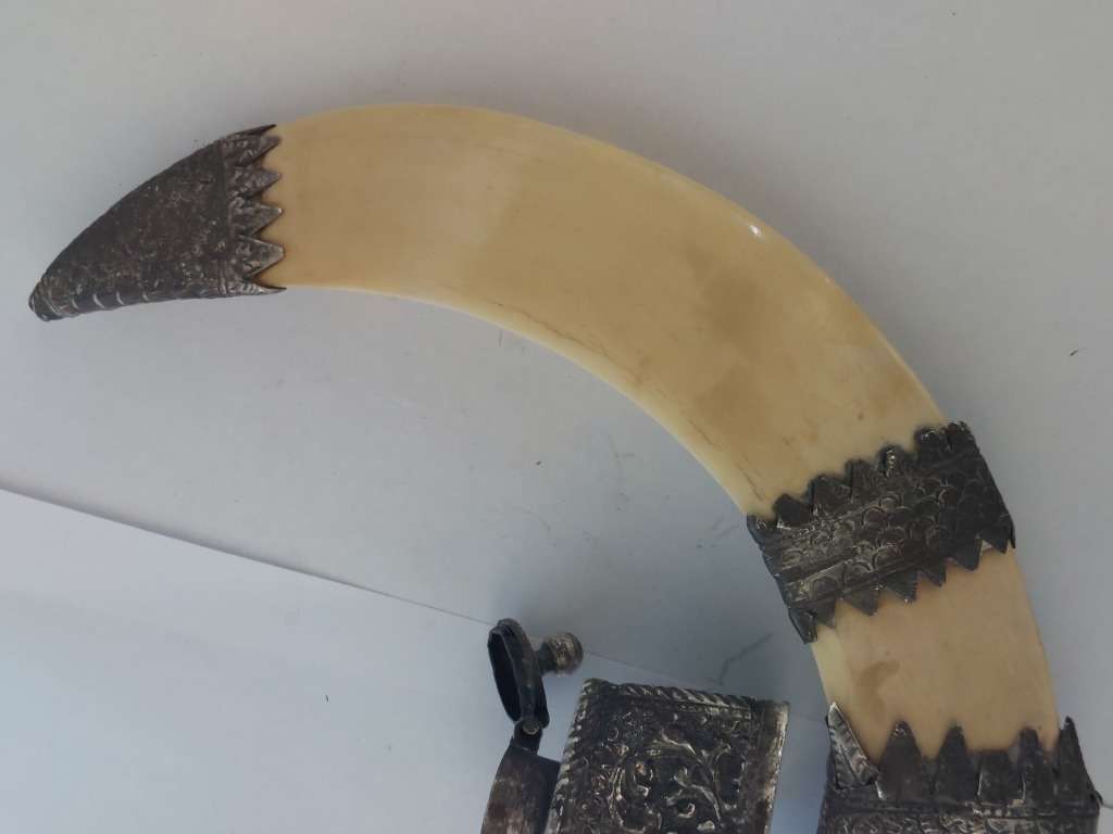 Rare!! 19th century Indian colonial silver boar tusk snuff box circa 1890`s Value R6500