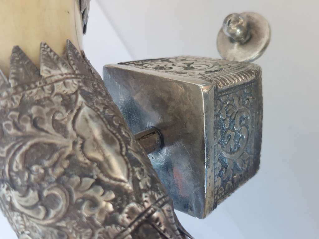 Rare!! 19th century Indian colonial silver boar tusk snuff box circa 1890`s Value R6500