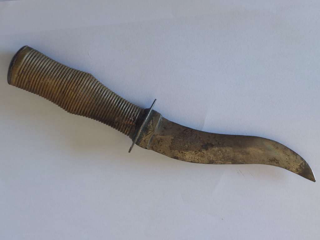 Rare!! 19th century carved horn handle hunter skinner knife circa 1890`s