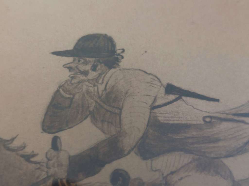 Rare!! Early 19th century fox hunting ink sketch circa 1830`s Value R3500