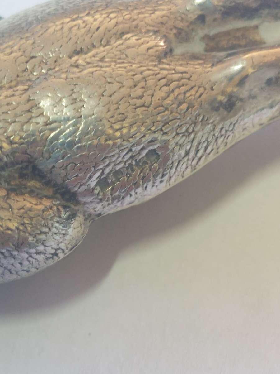 Awesome vintage teddy bear silver plated & bakelite teething rattle