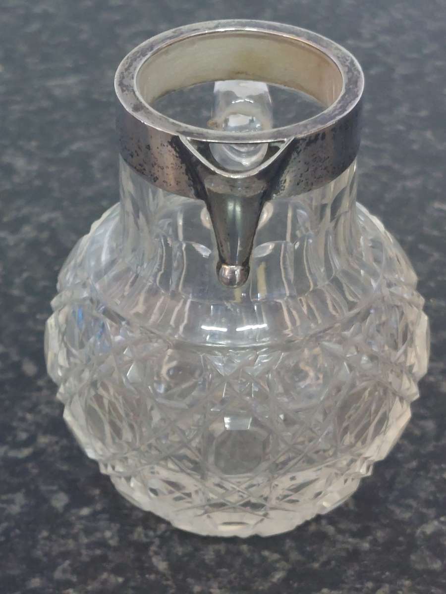 Lovely!! 1900 Chester silver rimed cut crystal creamer