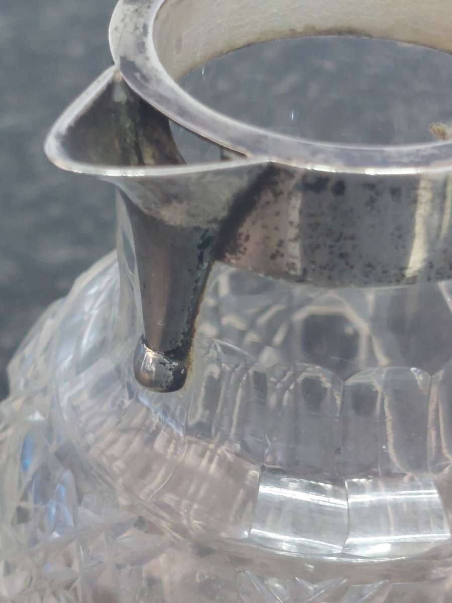 Lovely!! 1900 Chester silver rimed cut crystal creamer