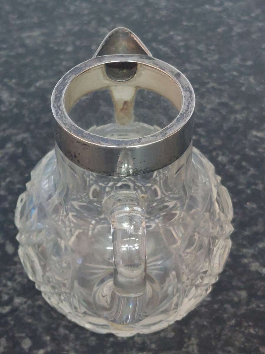 Lovely!! 1900 Chester silver rimed cut crystal creamer
