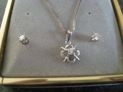 STERLING SILVER NECKLACE PENDANT AND EARING SET