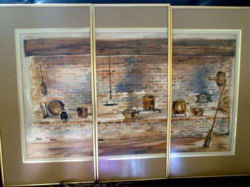 WOW!!! DERRICK VAN RENSBURG OLD CAPE KITCHEN TRYPTICH WATERCOLOUR (WORTH R3500)