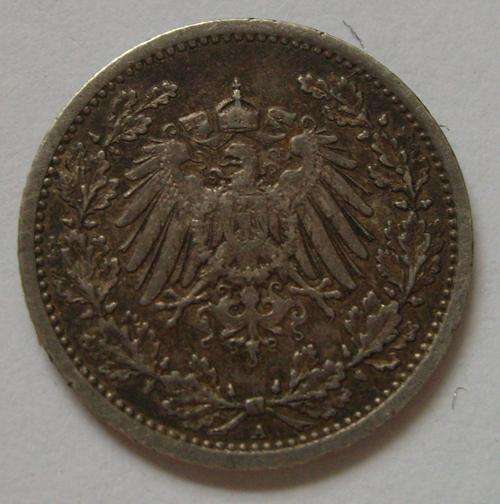 1906 GERMAN SILVER HALF MARK 900 STANDARD GOOD CONDITION