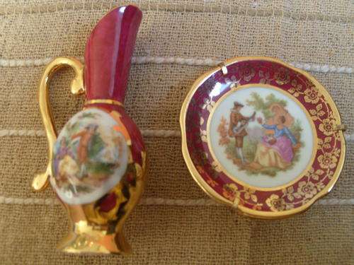 LIMOGES MINITURE PLATE AND JUG