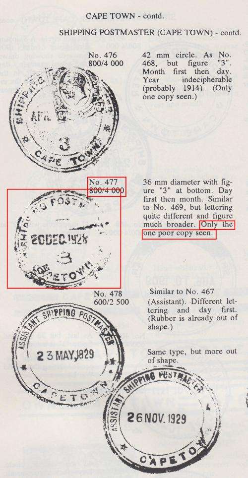 B180201 KGV SHIPPING MASTER = 23 SEPT 1927 South Africa London  extremely RR usage Putzel 477