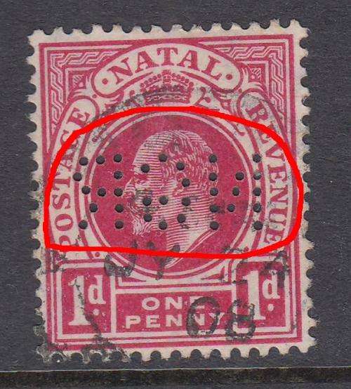 B180201 REVERSED PERFIN = NATAL GOVERMENT RAILWAYS = NGR 1908 VFU