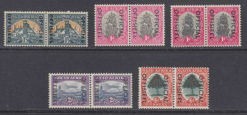 B190601 OFFICIAL South Africa MH selection of 5 pairs