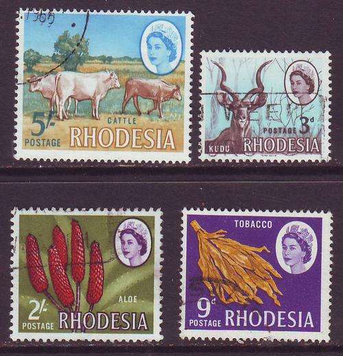 B101216 Rhodesia 1965 HARRISON x 4 VFU cat R25