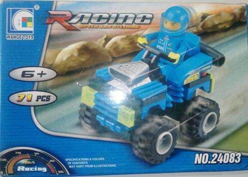 71 piece Blue Racing car.  HIgh Quality, 100% Lego Compatible