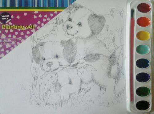 Painting set, includes Board, Paint, Brush and instructions!  To cute for words.