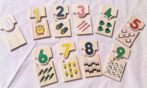 1st on BOB.  Educational Wooden self-correcting number blocks in wooden tray.