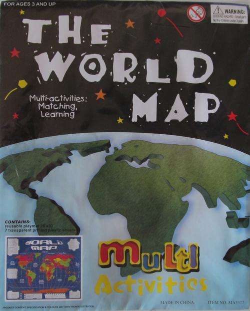 The World Map.Malti-Activities:Matching and learning!!! Re-usable playmat & 7 printed plastic sheets