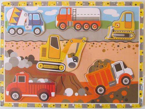 Educational Wooden Puzzle - CONSTRUCTION- Great quality, bright and colourfull.