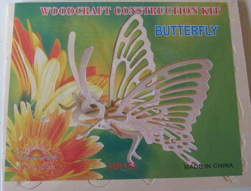 3D Wooden Construction Puzzle - BUTTERFLY-Great educational puzzle, great for decor, can be painted!