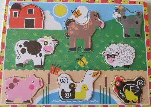 Educational Wooden Puzzle - FARM ANIMALS - Great quality, bright and colourfull !