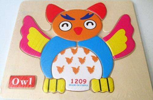 Bright and colourfull WOODEN EDUCATIONAL Puzzle - OWL