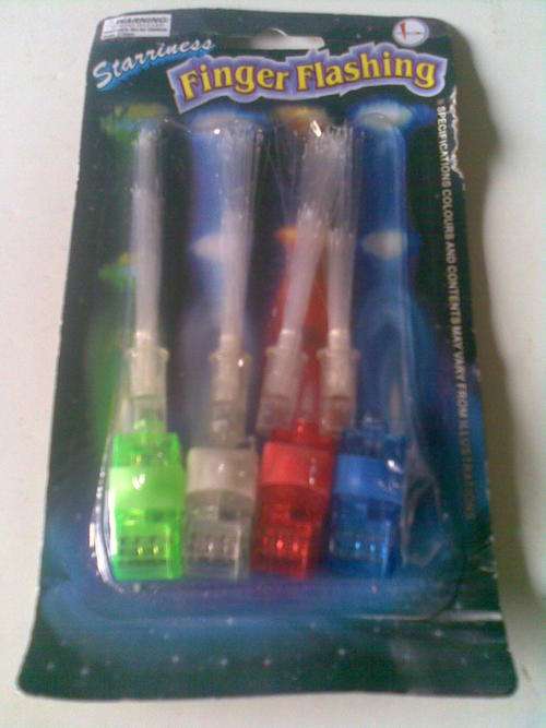 Lazer fingers, 4 diffrent colours with  removable optic fiber extentions!!!! Postage only R25 ***