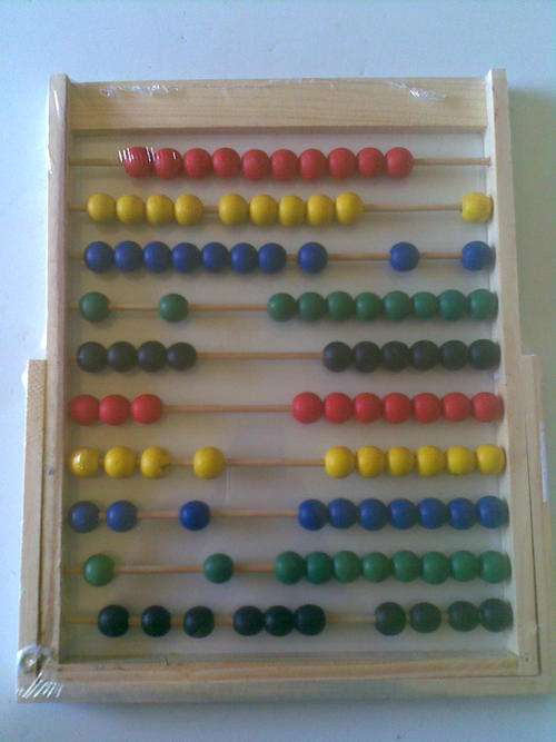 Help your child to count, plus and subtract, Strong wooden frame and colourfull buttons.