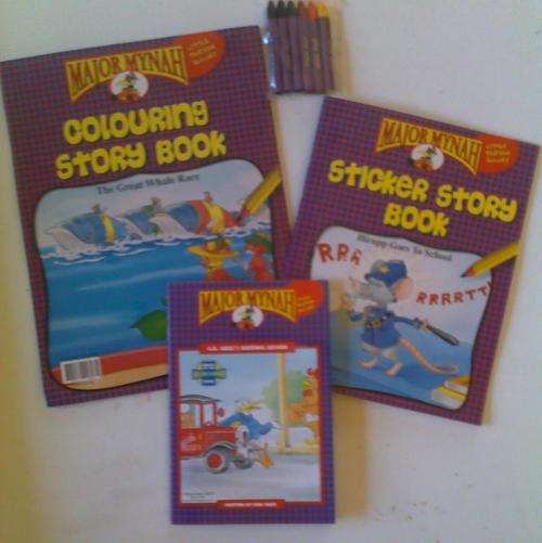 What a cute little set, including story book, sticker book and colouring in book with crayons!!!