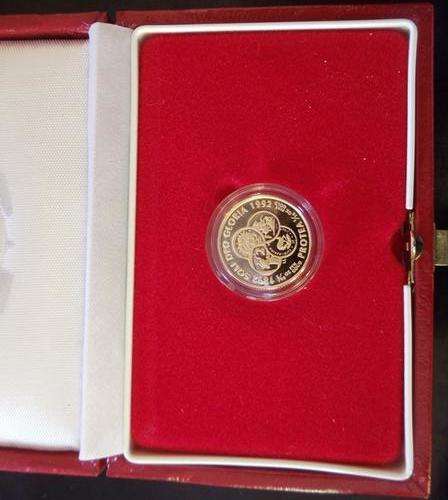 1992 PROTEA GOLD 1/10oz " COINAGE " EXTREMELY HIGH GRADE AS FROM MINT - ORIGINAL BOX