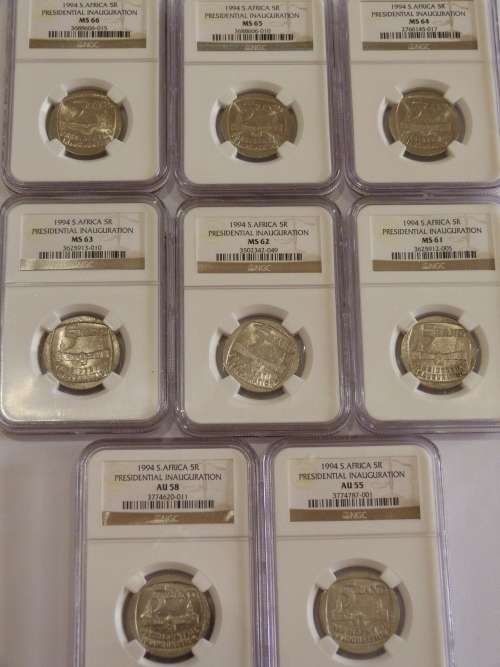 PRES INAUGURATION R5 1994 SET - MS66,65,64,63,62,61,AU58,55!!! BUILDING IN THE FRONT(BID PER SET)