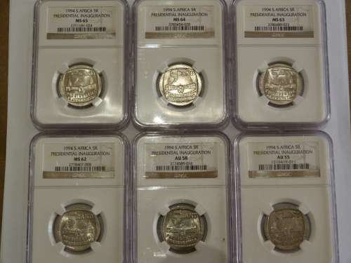1994 PRESIDENTIAL INAUGURATION- 6 COINS(MS65,64,63,62,AU58,55,)BUILDING IN FRONT !!! BID PER SET!!!