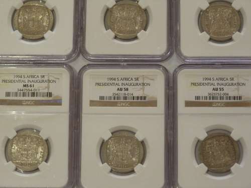 1994 PRESIDENTIAL INAUGURATION- 6 COINS(MS64,63,62,61,AU58,55) !!! BID PER SET!!!
