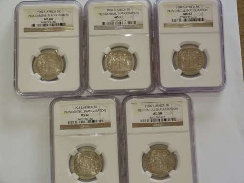1994 PRESIDENTIAL INAUGURATION- 5 COINS(MS64,63,62,61,AU58) !!! BID PER SET!!!