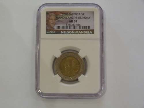 2008 R5 MANDELA 90TH BIRTHDAY AU58 MANDELA PICTURE ON SLAB