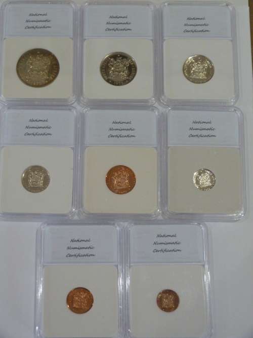 1972 SOUTH AFRICAN PR 70 DCAM COIN SET INCLUDES R1, 50C,20C,10C,5C,2C,1C,1/2C BID PER SET