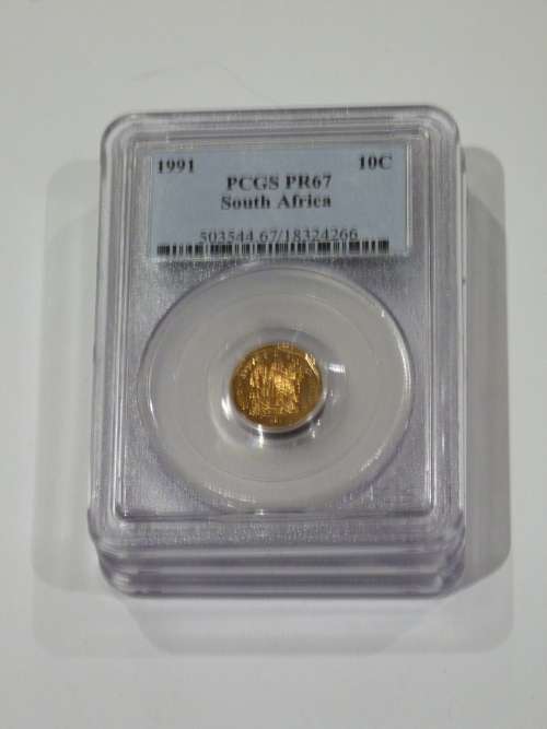 1991 PCGS PROOF 67 10C SOUTH AFRICA