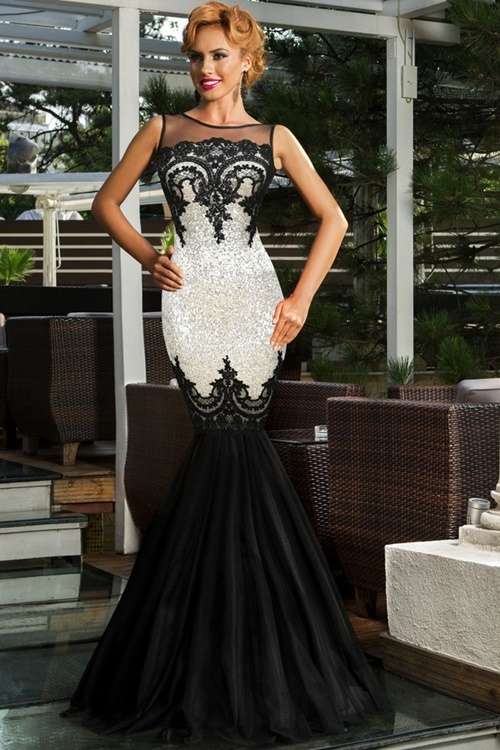 *DIVA RANGE* Silver Sequin Applique Mermaid Evening / Prom Dress