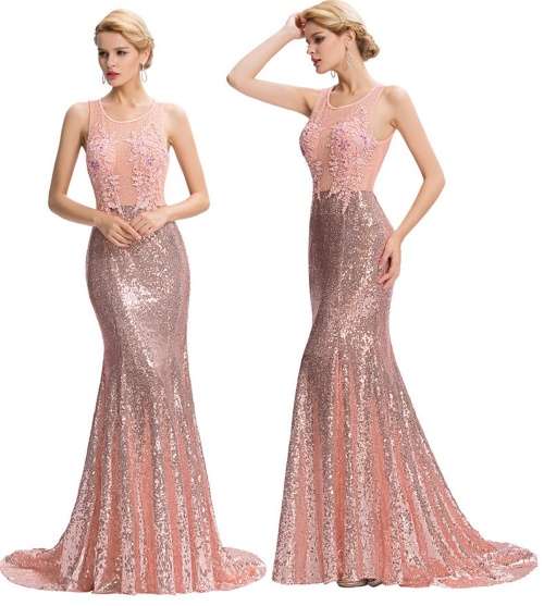 *INSTYLE COLLECTION* PINK SEQUINS Mermaid Evening Dress - SET SIZES - FREE SHIPPING!