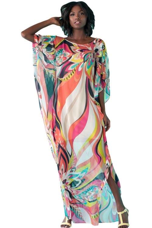 *DIVA RANGE* Artistic Colourful Chiffon Beach Kaftan Smock