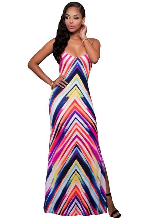 *WILD ROSE* HOT SALE!! Rose Spaghetti Strap Multicolour Print Backless Maxi Dress - L