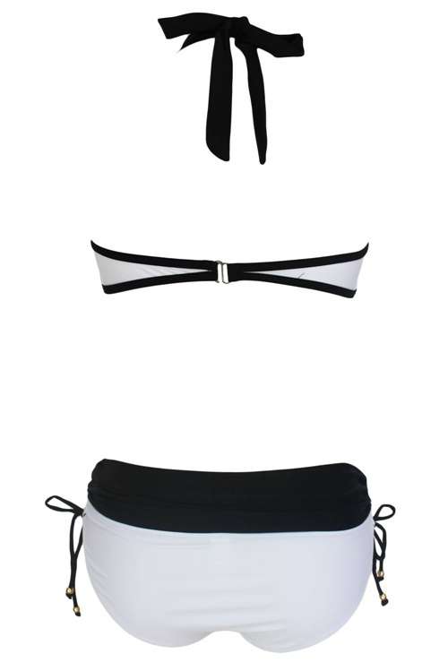 *DIVA RANGE* White and Black Cutout Design Two Piece Swimwear
