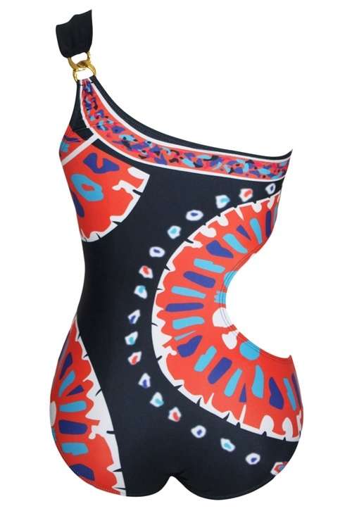 *DIVA RANGE* Black Tribal Print One Shoulder One Piece Swimwear
