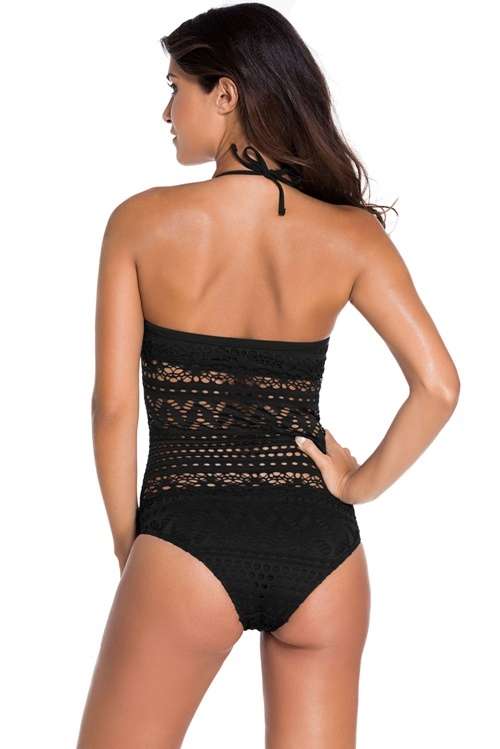 *DIVA RANGE* Black Lace Halter Swimsuit