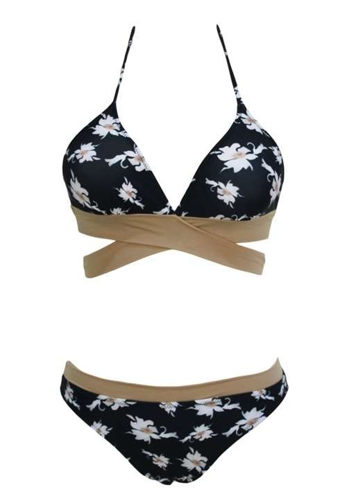 *DIVA RANGE* Floral Print Wrap Waistline Halter Bikini Swimsuit