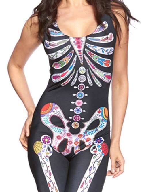 *DIVA RANGE* Sugar Skull Adult Womens Halloween Catsuit Costume