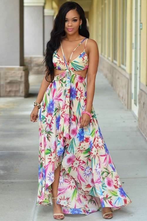 *DIVA RANGE* Cream Multi-color Floral Maxi Dress