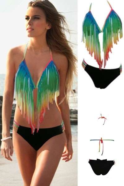 *DIVA RANGE* Rainbow Long Fringe Bikini