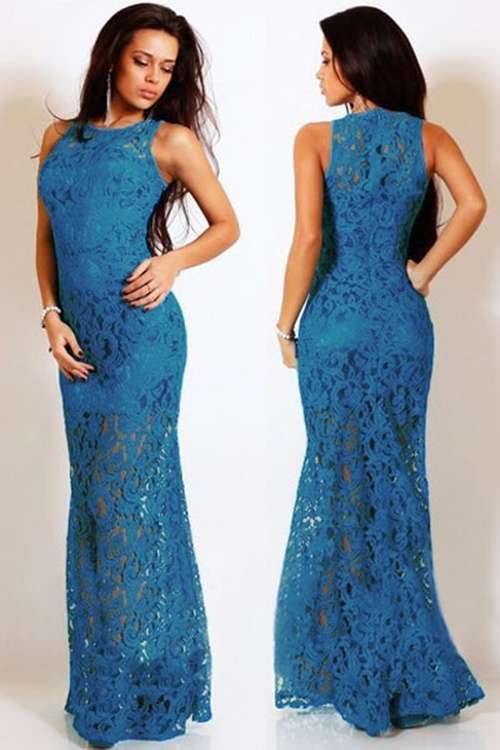 *DIVA RANGE* Blue Lace Satin Party Maxi Dress